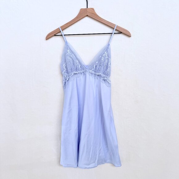 Flora by Flora Nikrooz Light Blue Lace & Tulle Slip Dress - Picture 1 of 5